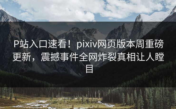 P站入口速看！pixiv网页版本周重磅更新，震撼事件全网炸裂真相让人瞠目