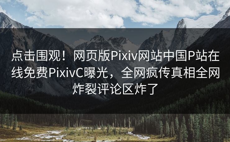 点击围观！网页版Pixiv网站中国P站在线免费PixivC曝光，全网疯传真相全网炸裂评论区炸了