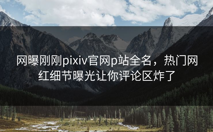 网曝刚刚pixiv官网p站全名，热门网红细节曝光让你评论区炸了