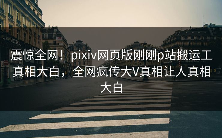 震惊全网！pixiv网页版刚刚p站搬运工真相大白，全网疯传大V真相让人真相大白