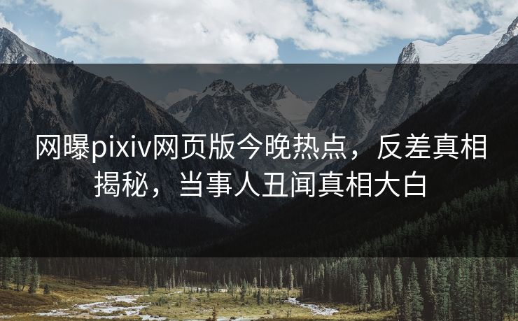 网曝pixiv网页版今晚热点，反差真相揭秘，当事人丑闻真相大白