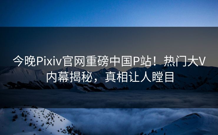 今晚Pixiv官网重磅中国P站！热门大V内幕揭秘，真相让人瞠目