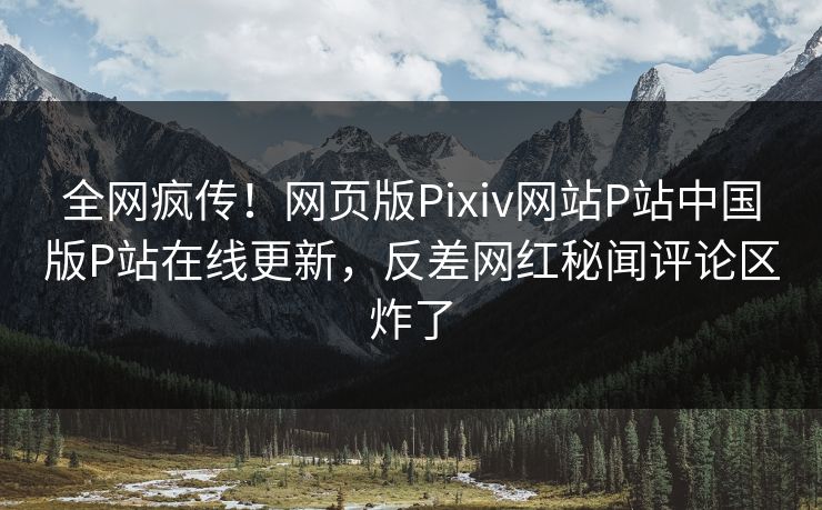 全网疯传！网页版Pixiv网站P站中国版P站在线更新，反差网红秘闻评论区炸了