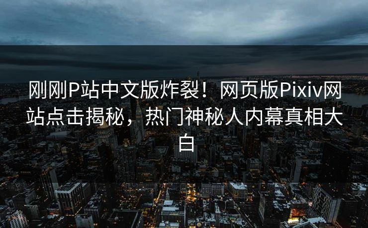 刚刚P站中文版炸裂！网页版Pixiv网站点击揭秘，热门神秘人内幕真相大白