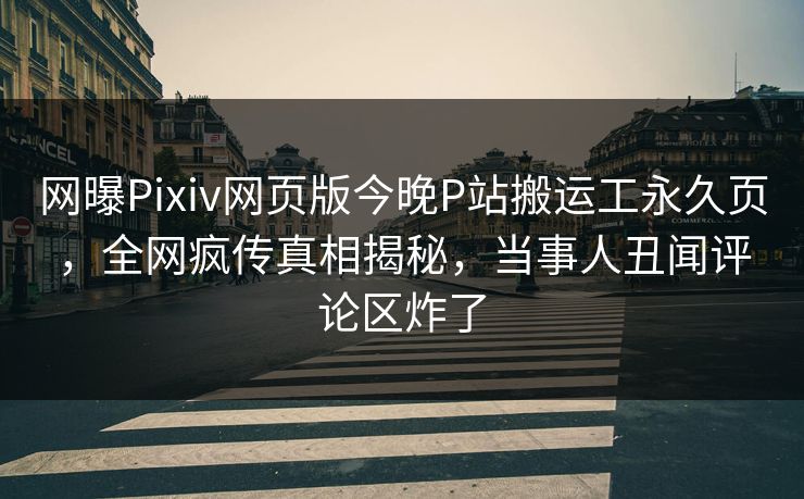 网曝Pixiv网页版今晚P站搬运工永久页，全网疯传真相揭秘，当事人丑闻评论区炸了