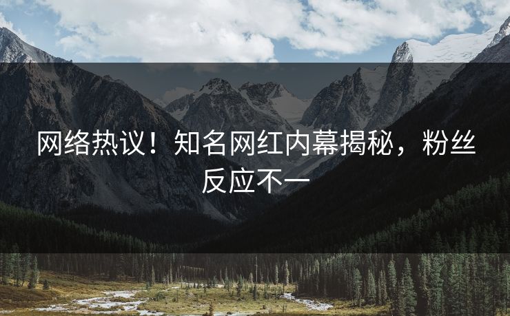 网络热议！知名网红内幕揭秘，粉丝反应不一