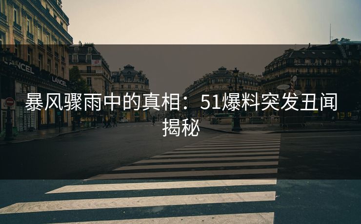暴风骤雨中的真相：51爆料突发丑闻揭秘