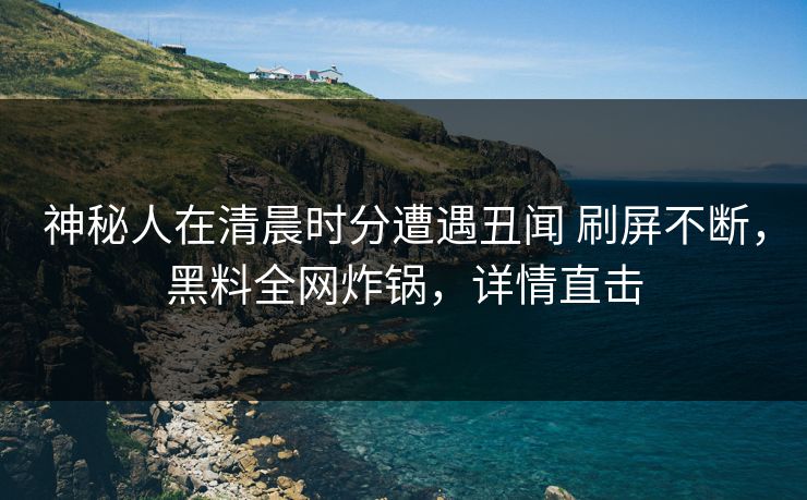 神秘人在清晨时分遭遇丑闻 刷屏不断，黑料全网炸锅，详情直击