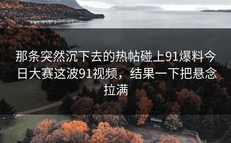 那条突然沉下去的热帖碰上91爆料今日大赛这波91视频，结果一下把悬念拉满